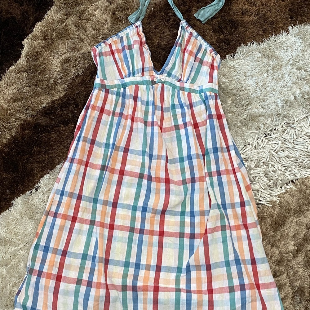 Colorful Plaid Halter Dress